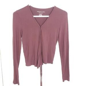 American Eagle Shirt Womens Small Soft Sexy V Neck Lightweight Maroon Pullover